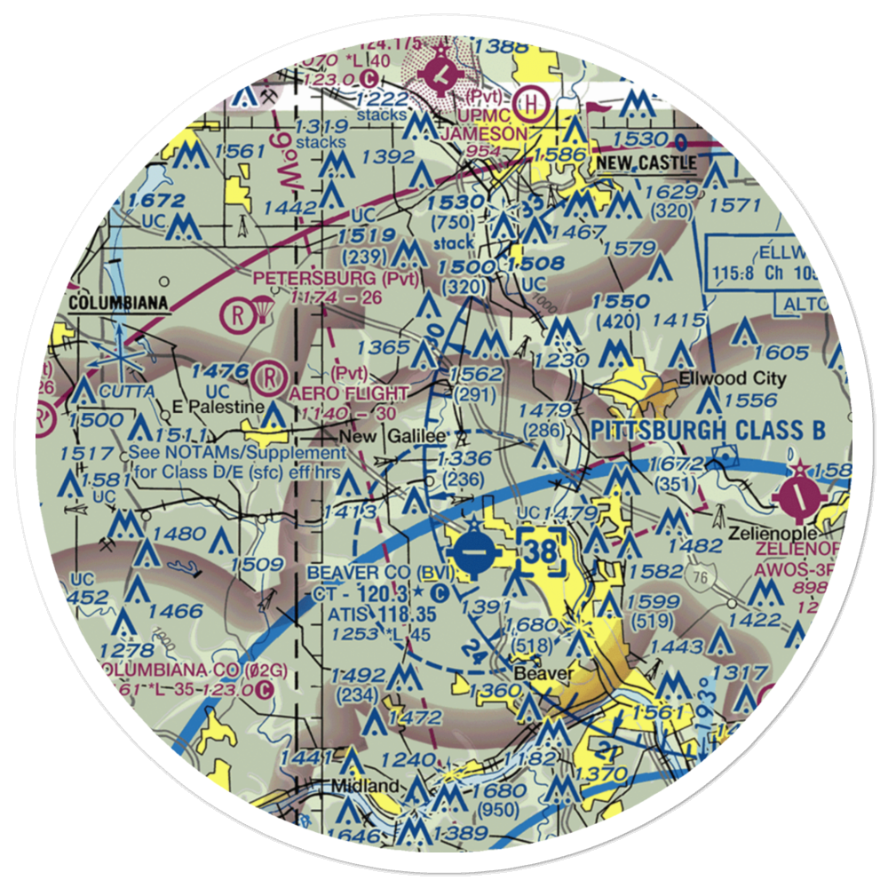 Beaver Creek Ultralightport (1PA5) VFR Sectional Sticker (30 mile) 