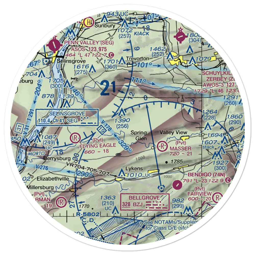 Schadels Airport (1PA9) VFR Sectional Sticker (30 mile) 