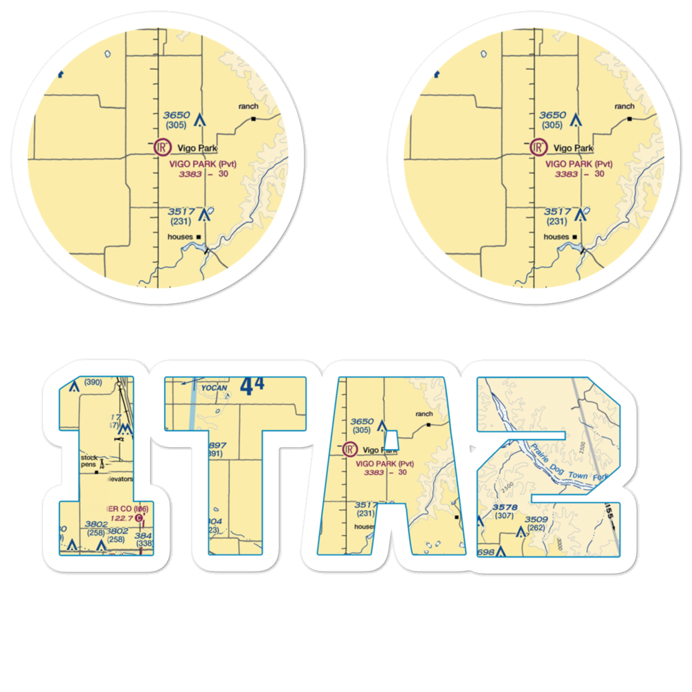 Vigo Park Airport (1TA2) VFR Sectional Sticker Pack 