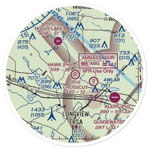Hawk Ranch Airport (1TX9) VFR Sectional Sticker (20 mile)
