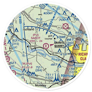 Sabot Airport (1VA0) VFR Sectional Sticker (20 mile)