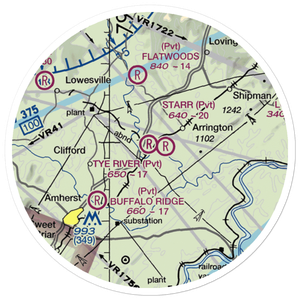 Tye River Airport (1VA3) VFR Sectional Sticker (20 mile)