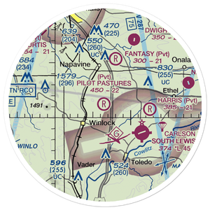 Pilot's Pastures Airport (1WA2) VFR Sectional Sticker (20 mile)