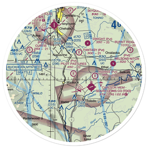 Pilot's Pastures Airport (1WA2) VFR Sectional Sticker (30 mile)