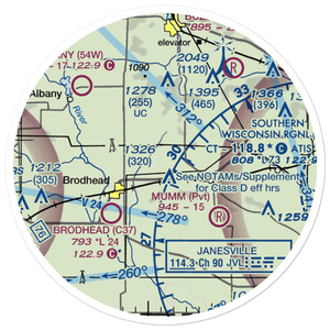 Spring Valley Farm Airport (1WI0) VFR Sectional Sticker (20 mile)