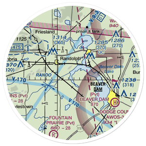 Beaver Dam Lake Seaplane Base (1WI5) VFR Sectional Sticker (20 mile)