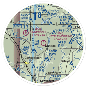 Kettle Moraine Airport (1WN1) VFR Sectional Sticker (20 mile)