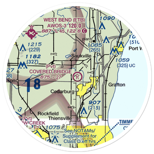 Covered Bridge Fields Airport (1WN2) VFR Sectional Sticker (20 mile)