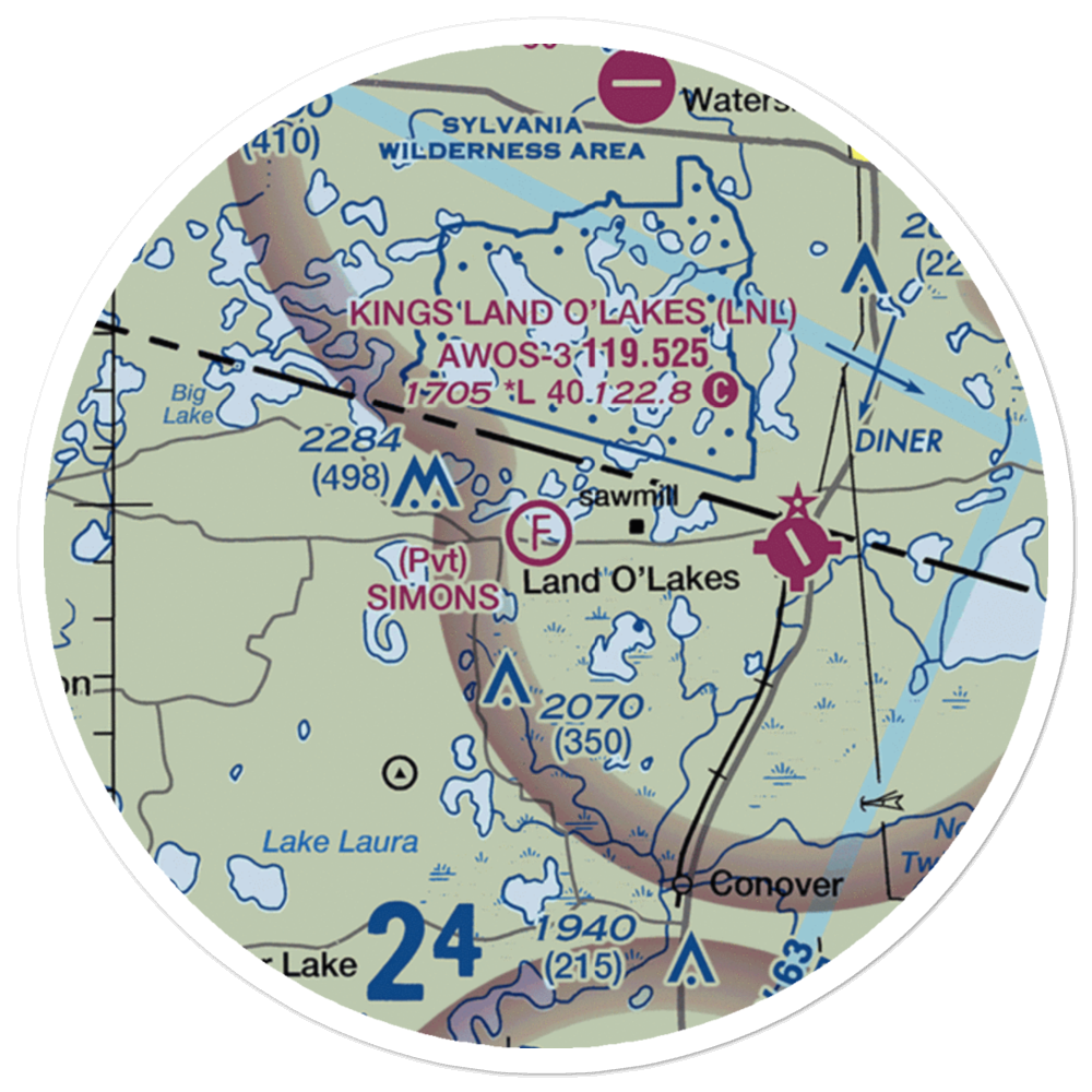 Simons Airfield (1WN5) VFR Sectional Sticker (20 mile) 