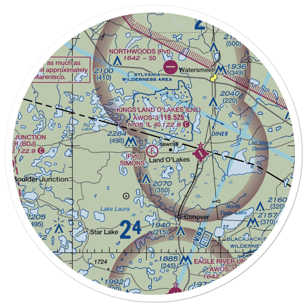 Simons Airfield (1WN5) VFR Sectional Sticker (30 mile) 