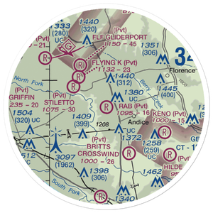 Rab Ranch Airport (1XA0) VFR Sectional Sticker (20 mile)