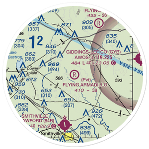 Flying Armadillo Field (1XA5) VFR Sectional Sticker (20 mile)