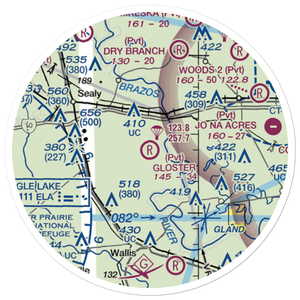 Gloster Aerodrome (1XA7) VFR Sectional Sticker (20 mile)