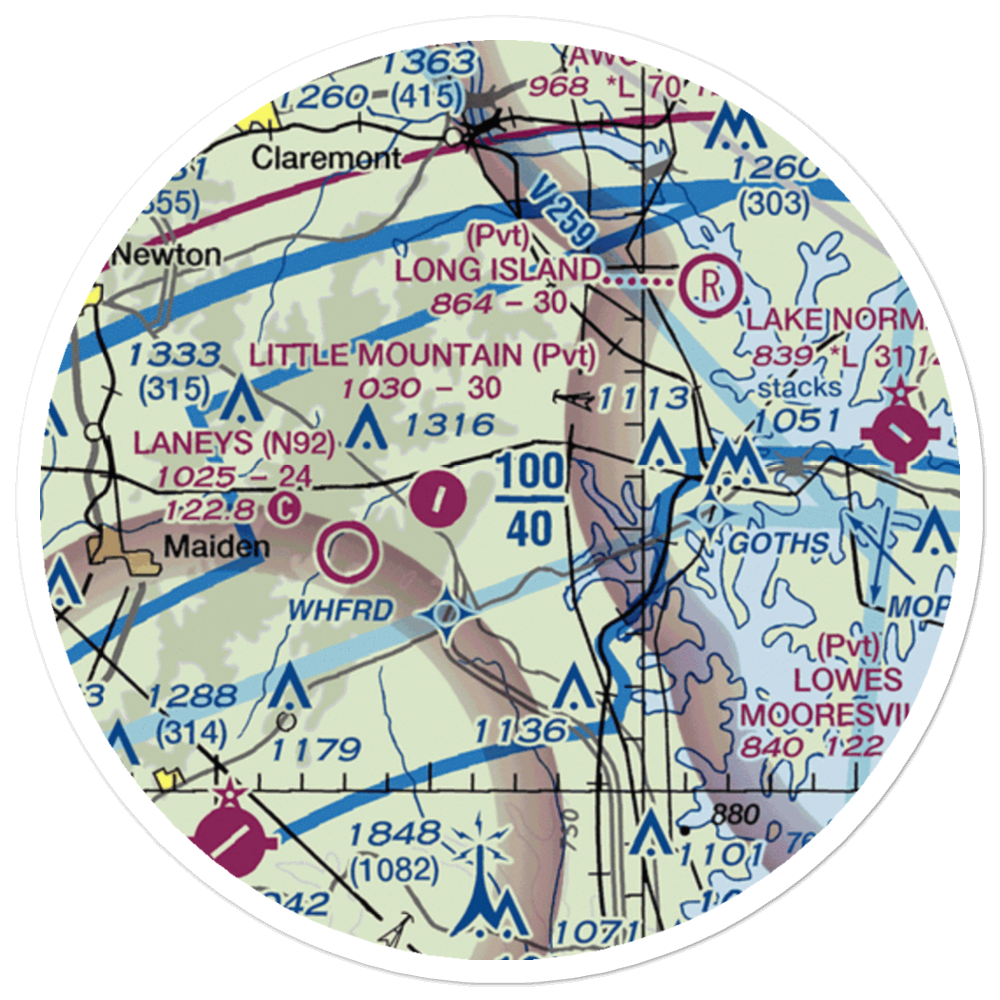 Mountain View Airport (20NC) VFR Sectional Sticker (20 mile) 