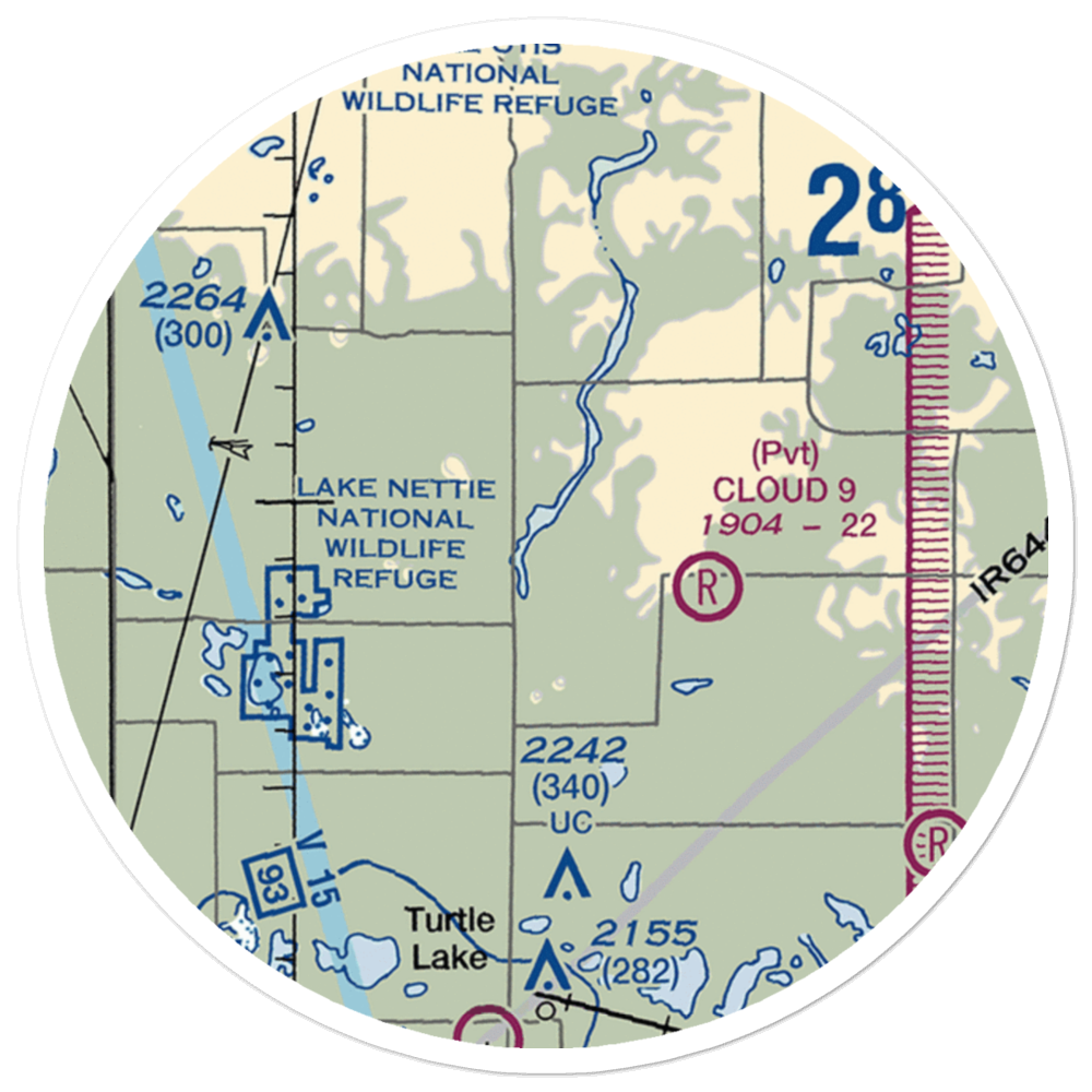Crooked Lake Airstrip (20ND) VFR Sectional Sticker (20 mile) 