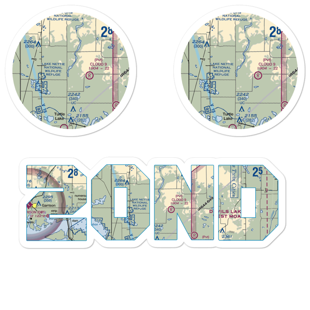 Crooked Lake Airstrip (20ND) VFR Sectional Sticker Pack 