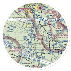 Woodford Airpark (20VA) VFR Sectional Sticker (30 mile)