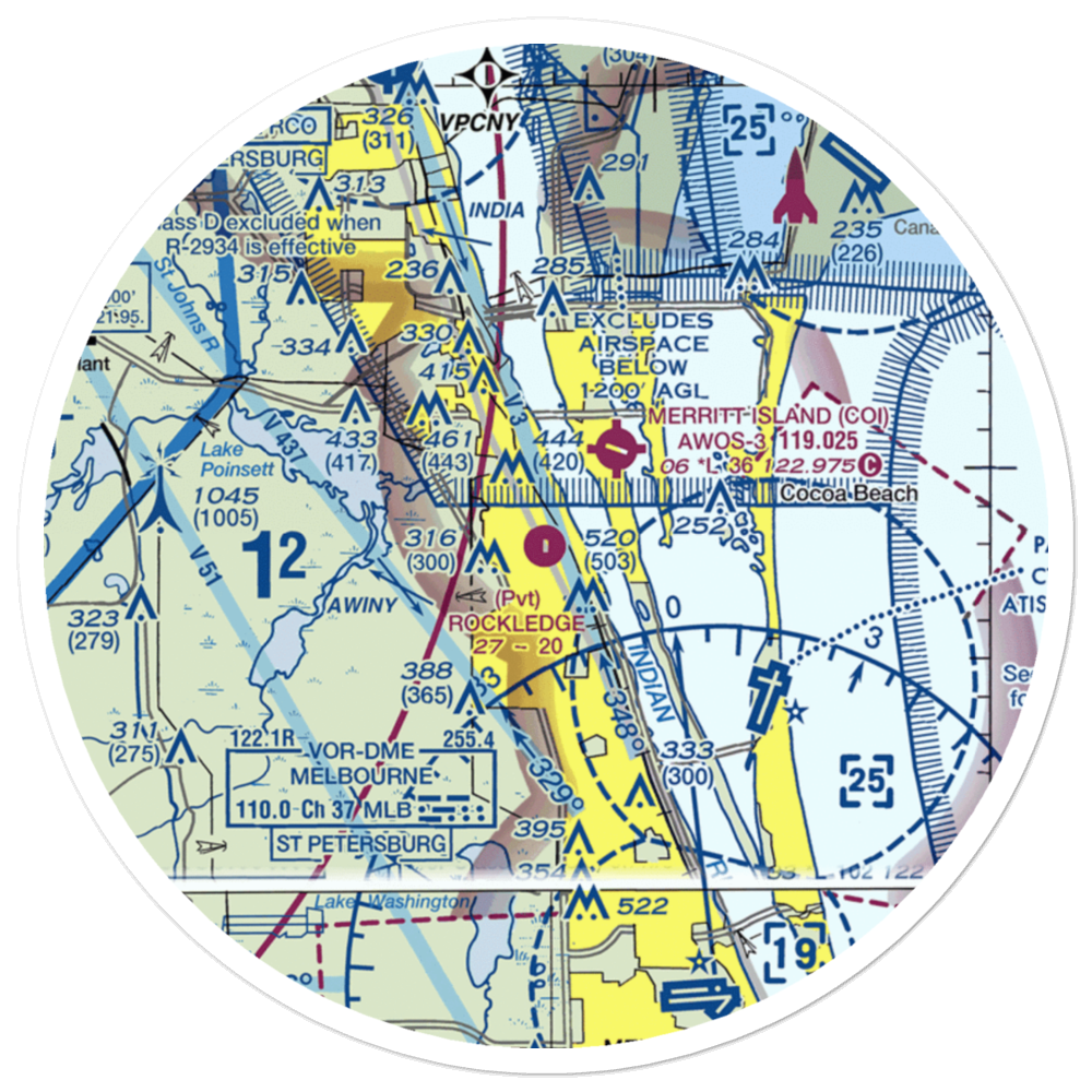 Rockledge Airport (21FA) VFR Sectional Sticker (30 mile) 