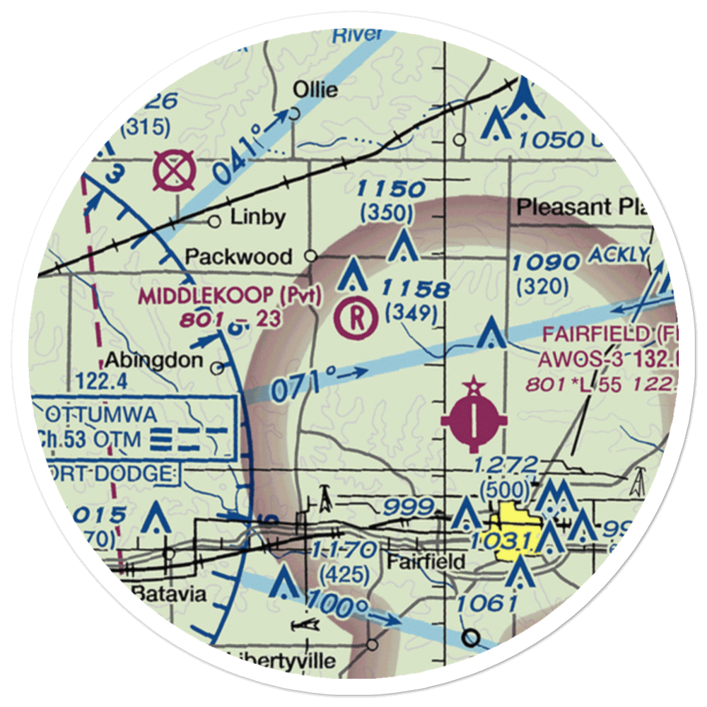 Middlekoop Airport (04IA) VFR Sectional Sticker (20 mile) 