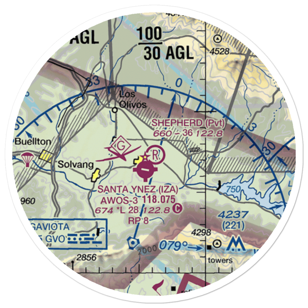 Shepherd Farm Airport (0CA4) VFR Sectional Sticker (20 mile) 