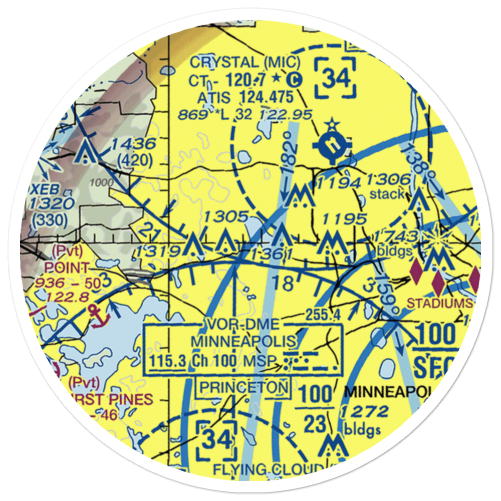 Eastmans Medicine Lake Seaplane Base (22MN) VFR Sectional Sticker (20 mile) 
