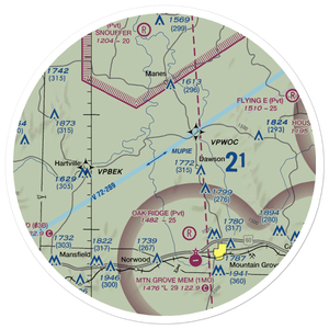 Belly Acres Ranch Airport (22MO) VFR Sectional Sticker (30 mile)