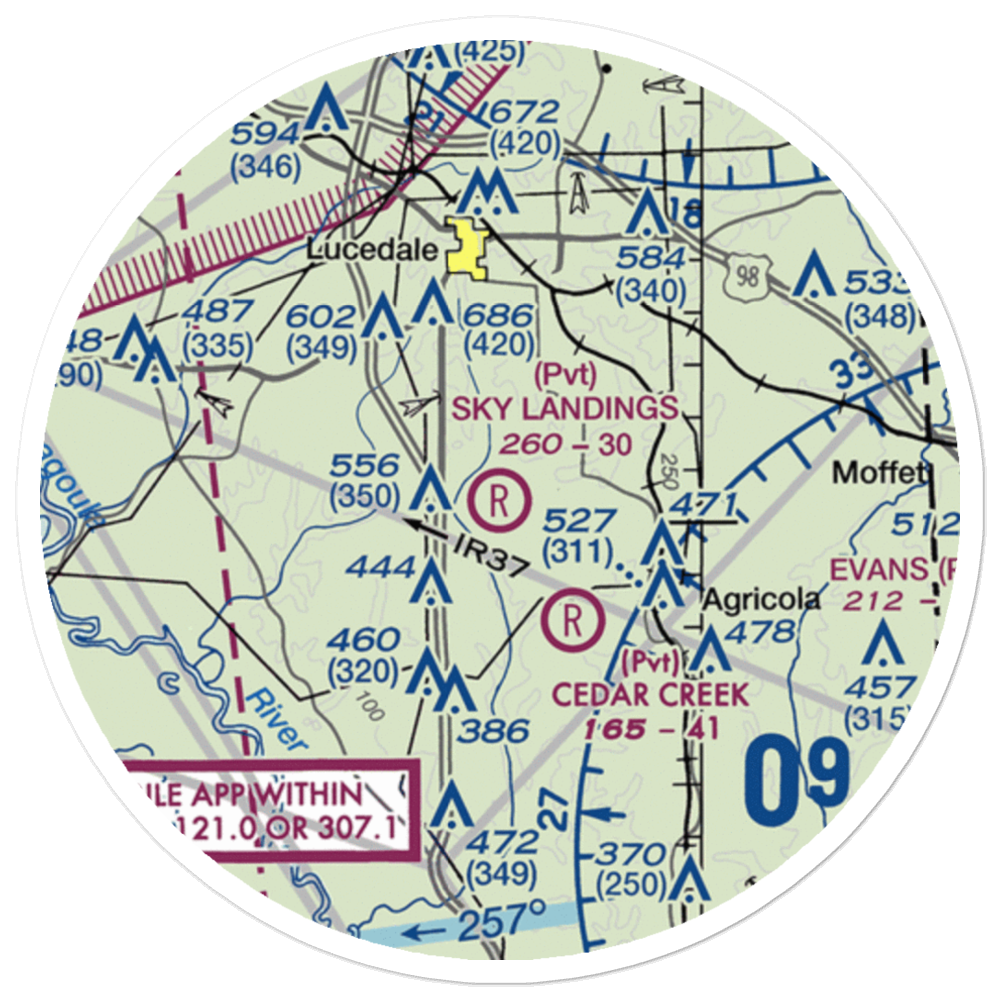 Sky Landings Airport (22MS) VFR Sectional Sticker (20 mile) 