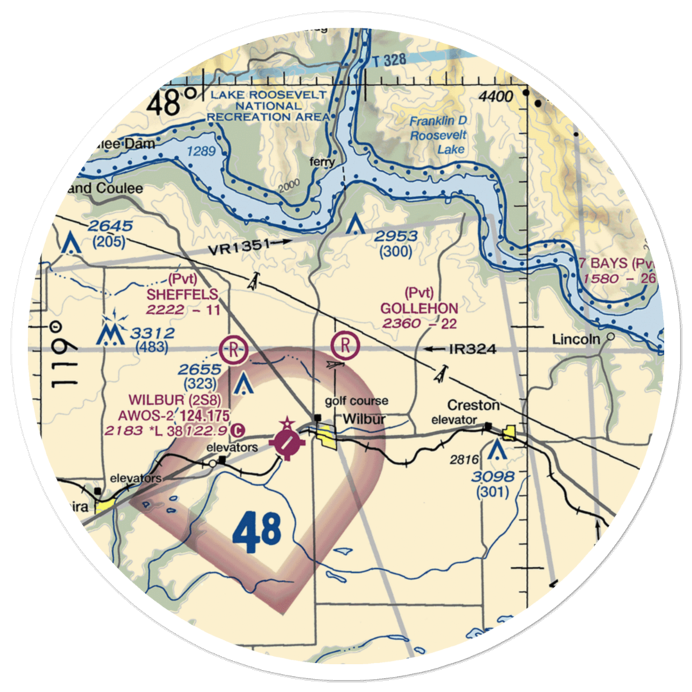 Gollehon Airport (22WA) VFR Sectional Sticker (30 mile) 