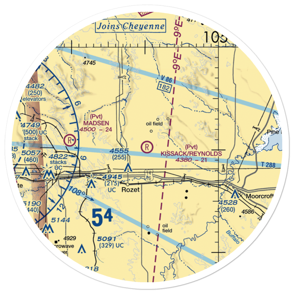 Kissack/Reynolds Airport (22WY) VFR Sectional Sticker (30 mile) 