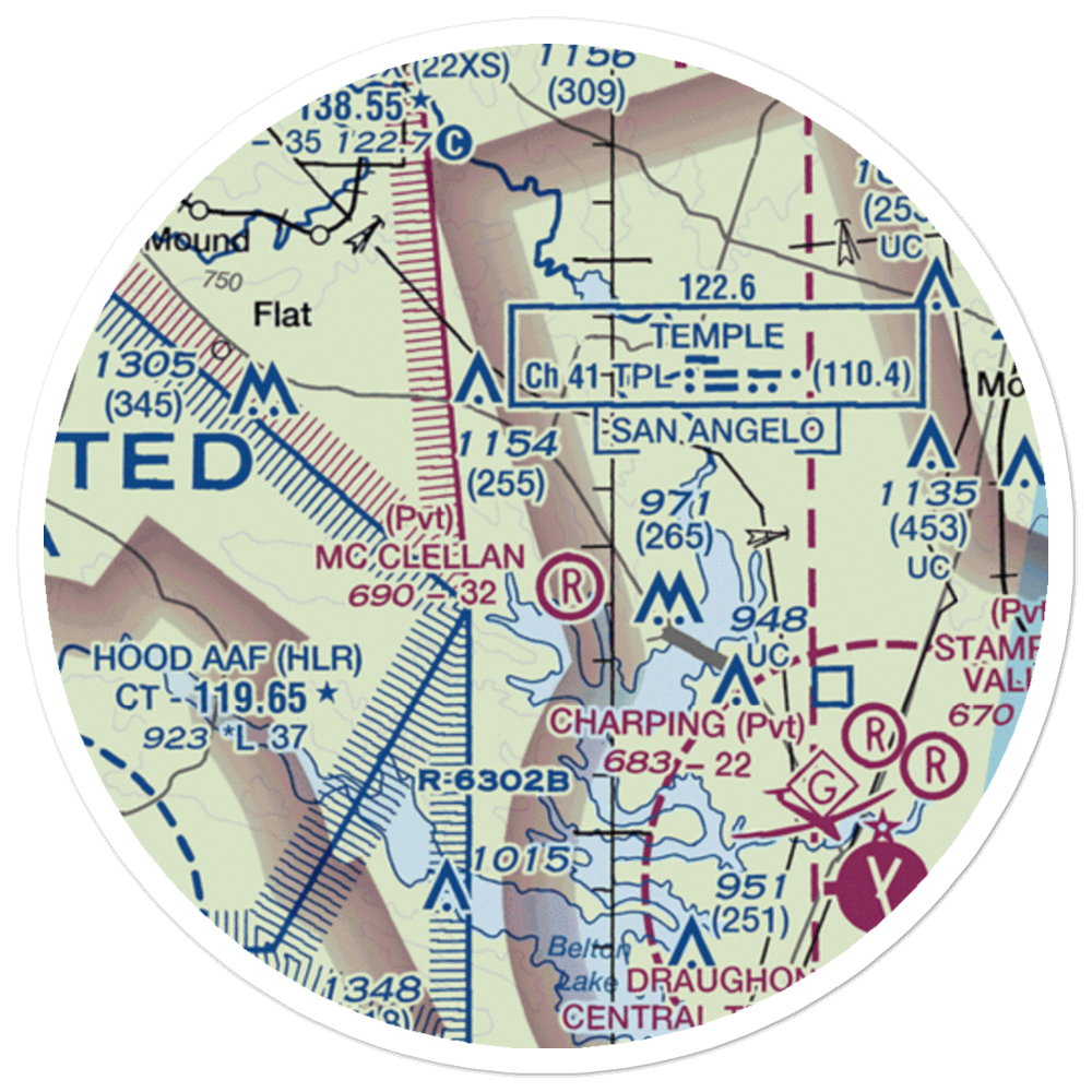 The Grove/Ranch Airport (23TX) VFR Sectional Sticker (20 mile) 