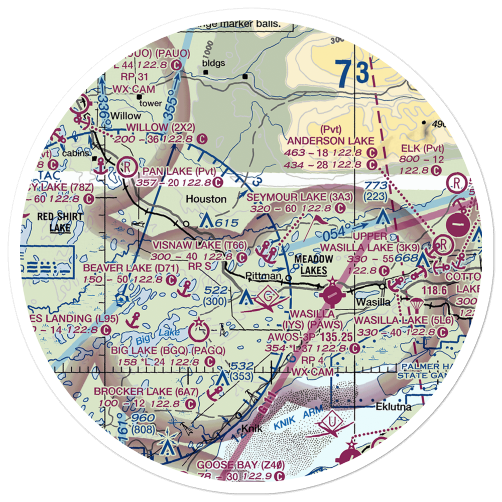 Toad Lake Strip (24AK) VFR Sectional Sticker (30 mile) 