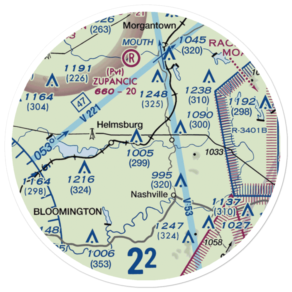 Kenstin Manor Airport (24IN) VFR Sectional Sticker (20 mile) 
