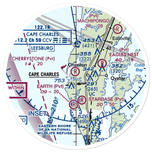 Cherrystone Airport (24VA) VFR Sectional Sticker (20 mile)