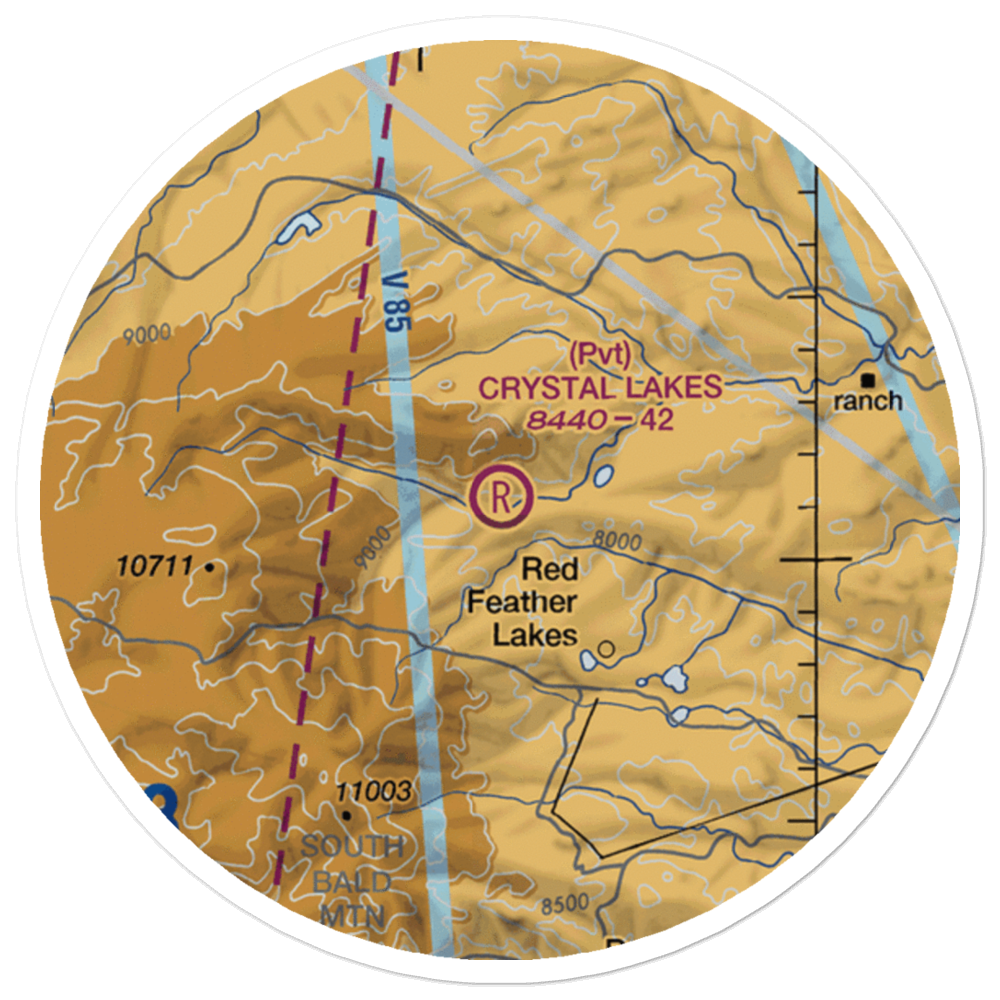 Crystal Lakes Airport (25CO) VFR Sectional Sticker (20 mile) 