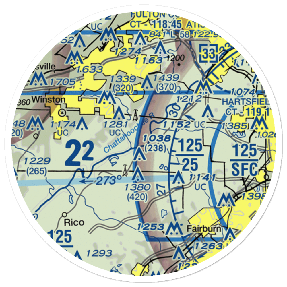 Miller Farm Airport (25GA) VFR Sectional Sticker (20 mile) 