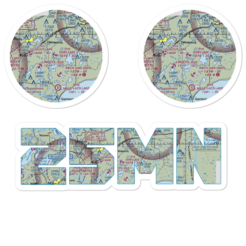 Shirt Lake Seaplane Base (25MN) VFR Sectional Sticker Pack 