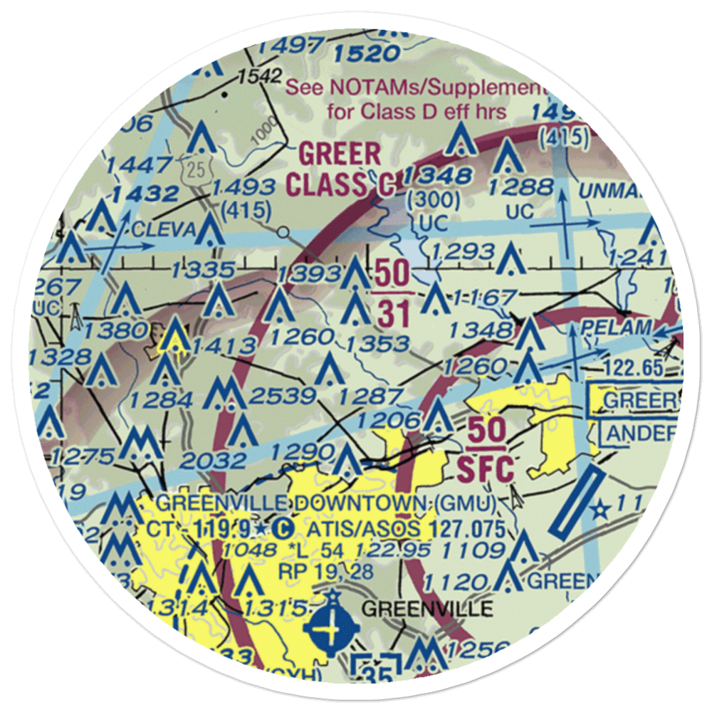 Mountain Ridge Airport (25SC) VFR Sectional Sticker (20 mile) 