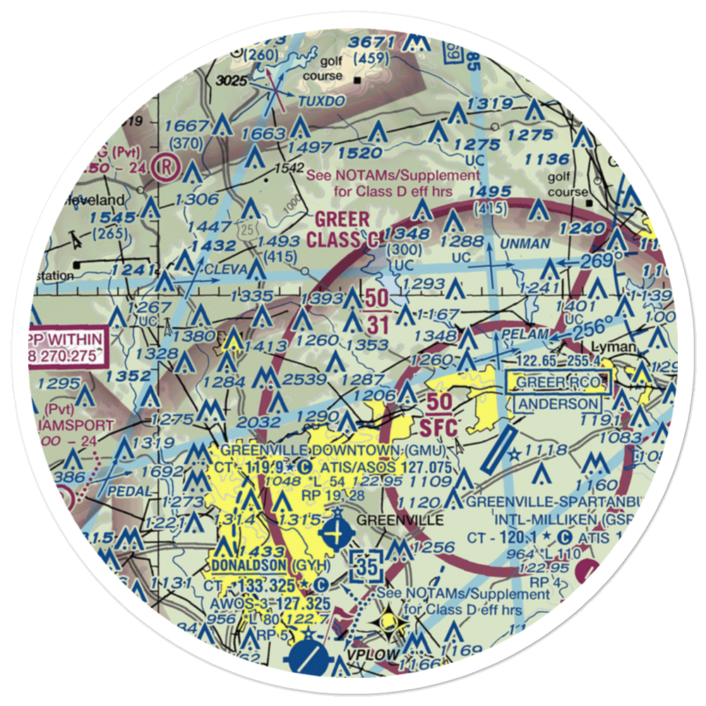 Mountain Ridge Airport (25SC) VFR Sectional Sticker (30 mile) 