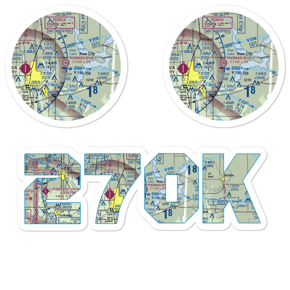 Thomas Landing Airport (27OK) VFR Sectional Sticker Pack 