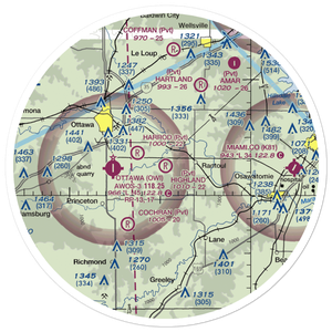 Highland Farm Airport (28KS) VFR Sectional Sticker (30 mile)