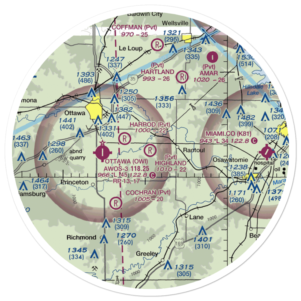 Highland Farm Airport (28KS) VFR Sectional Sticker (30 mile) 