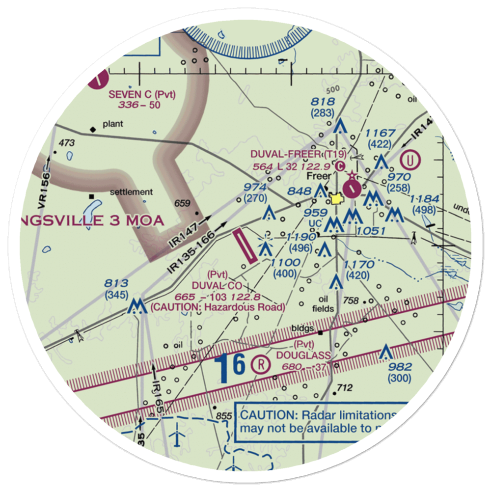 Duval County Ranch Co Airport (28TA) VFR Sectional Sticker (30 mile) 