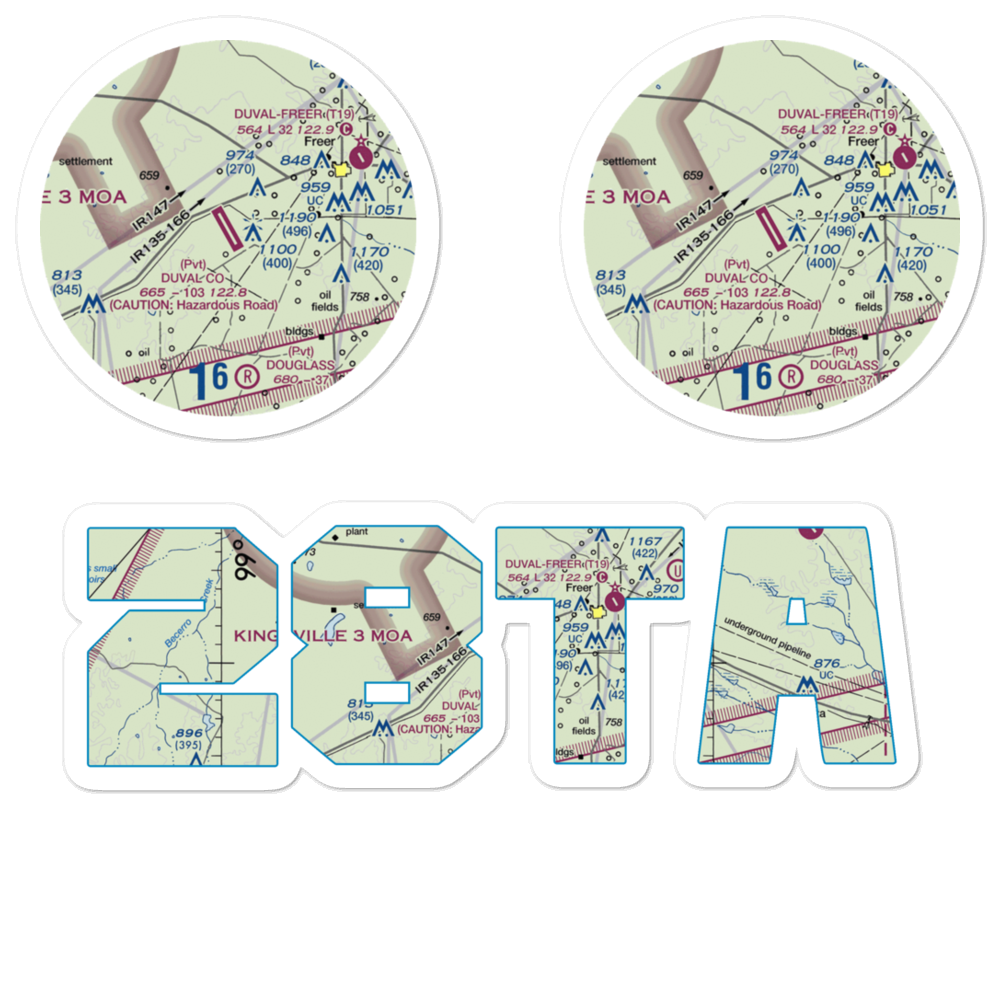 Duval County Ranch Co Airport (28TA) VFR Sectional Sticker Pack 