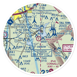 Midlake Airport (28TE) VFR Sectional Sticker (20 mile)