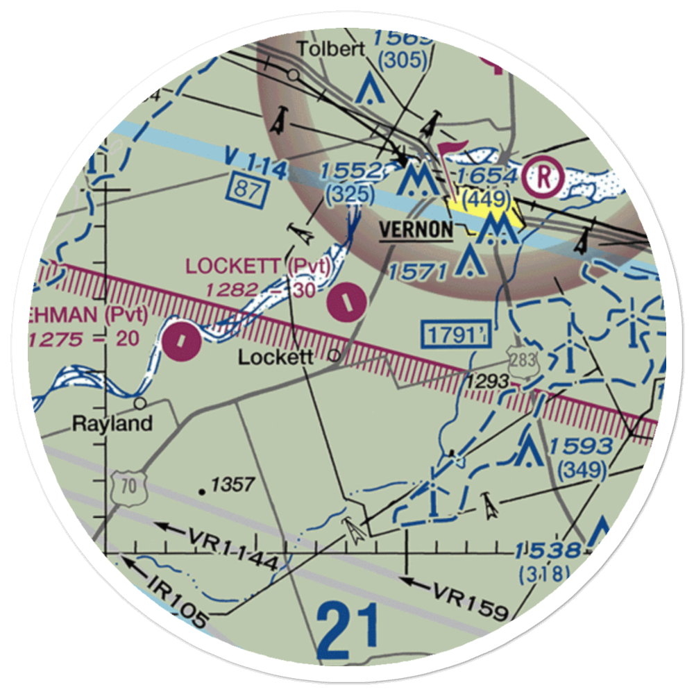 Lockett Airport (29TX) VFR Sectional Sticker (20 mile) 