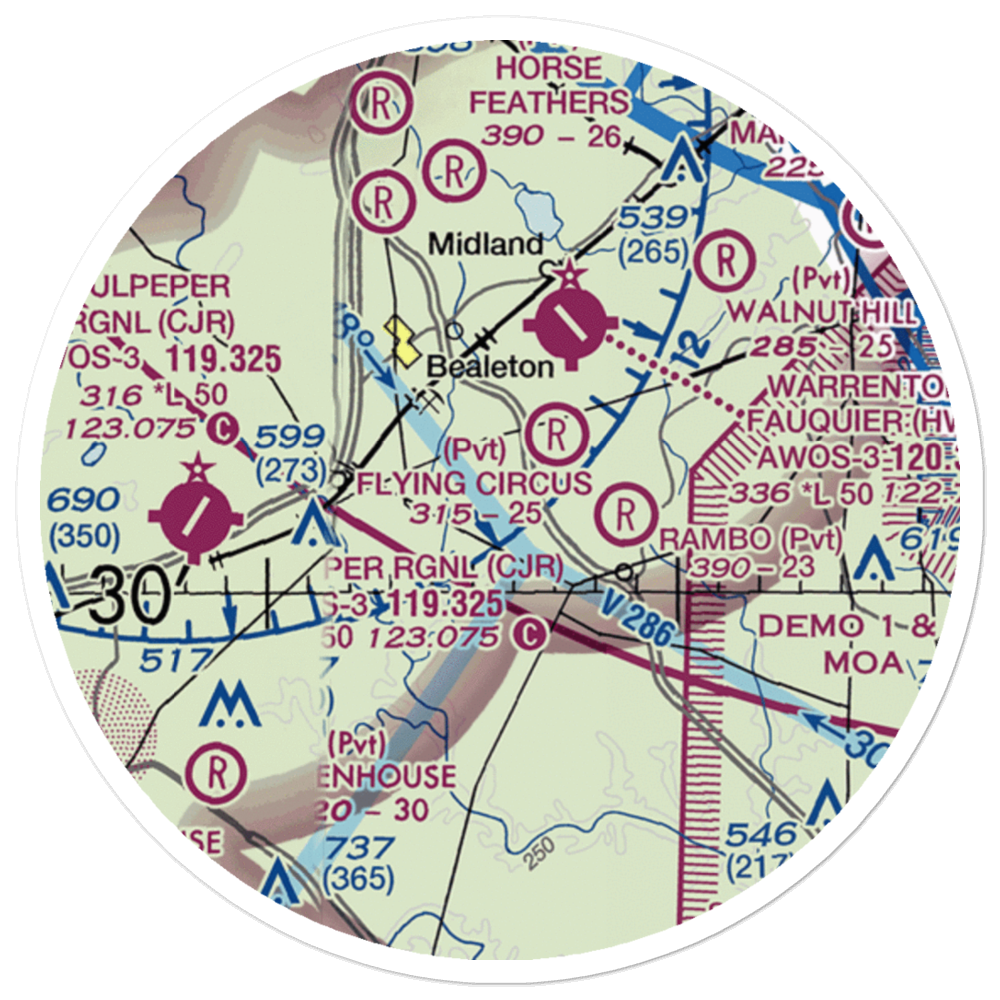 Rhynalds Ranch Airport (29VA) VFR Sectional Sticker (20 mile) 