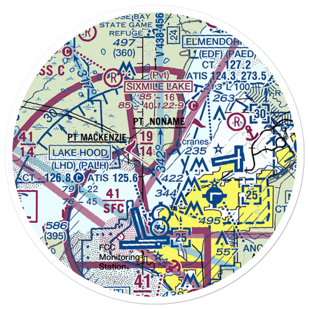 Mac Kenzie Country Airpark (2AK0) VFR Sectional Sticker (20 mile) 