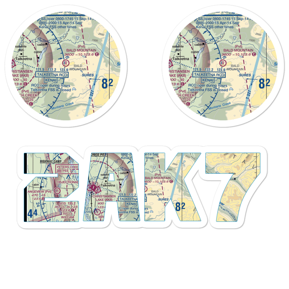 Bald Mountain Airport (2AK7) VFR Sectional Sticker Pack 