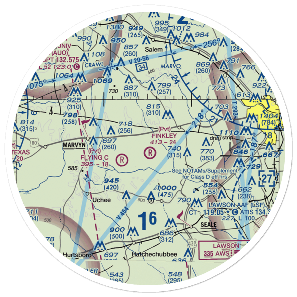 Finkley Farm Airport (2AL8) VFR Sectional Sticker (30 mile) 