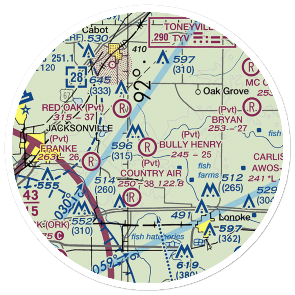 Bully Henry Airport (2AR0) VFR Sectional Sticker (20 mile) 